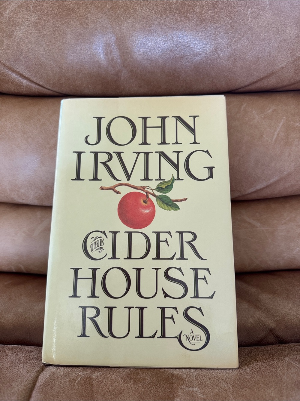 John Irving "The Cider House Rules" Hardcover - Cream Cover with Red Apple